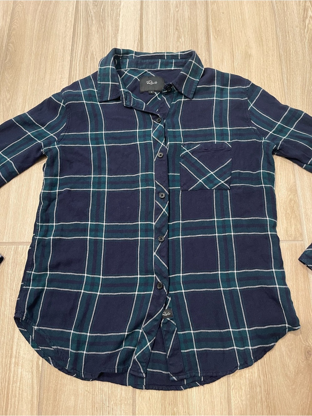 Rails Hunter Plaid Flannel Button Down LS Shirt Midnight Forest White Sz Smal